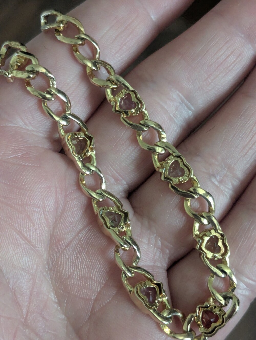 Heart Cut Multi-Gemstone Tennis Curb Link Bracelet 14k Gold Vermeil S. Silver - Picture 10 of 13